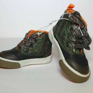 Cat & Jack Olive Green / Orange Baby Boots